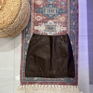 Free People Vintage Brown Leather Skirt